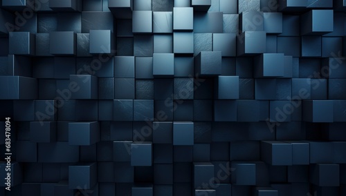Abstract 3D cubes background in varying shades of blue  ideal for tech and design concepts.