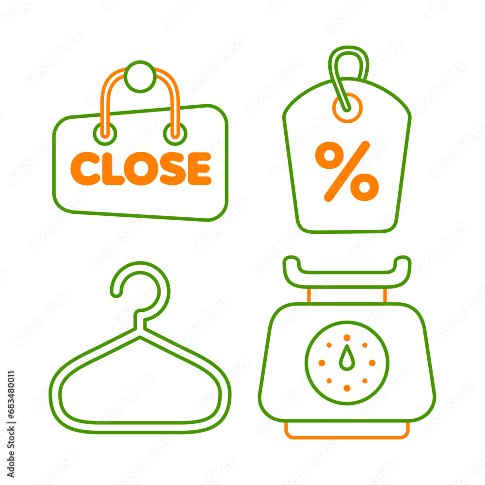 Fototapeta premium shopping objects vector illustrations set