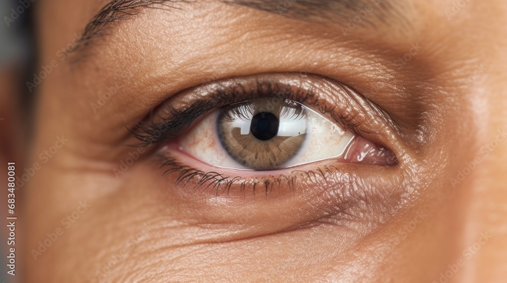 Obraz premium Closeup of a delighted woman, smiling joyfully in a studio environment.