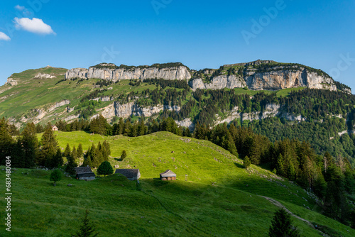 Wonderful hike in the Alpstein mountains in Appenzellerland Switzerland photo