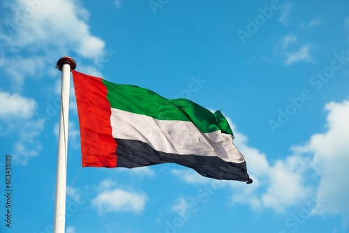 United Arab Emirates flag on the mast, UAE flag on the mast, UAE flag, United Arab Emirates flag 
