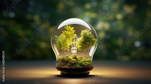  a light bulb with trees inside of it and a light bulb in the shape of a light bulb with trees inside of it.