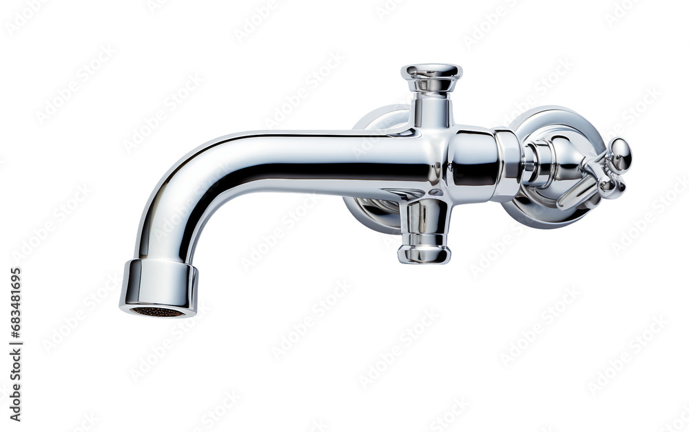 Silver Faucet on Transparent Background