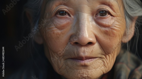 An asian old woman looking at the viewer © Samuel