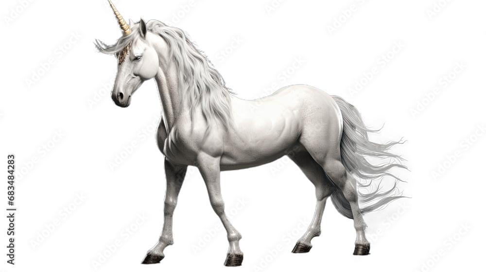 White unicorn. Isolated on Transparent background.