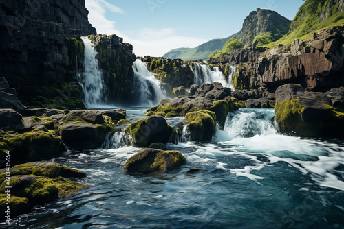 vibrant wild and pristine beauty of Norwegian waterfalls, showcasing their thundering waters, rocky cliffs, and the rugged landscapes that characterize these Scandinavian marvels