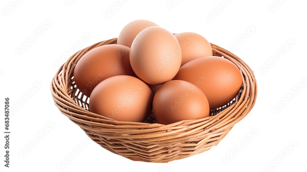 Eggs in Basket. Isolated on Transparent background. Eggs in Basket. Isolated on Transparent background.