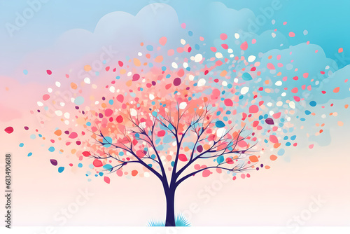 Tree with colorful leaves background.
