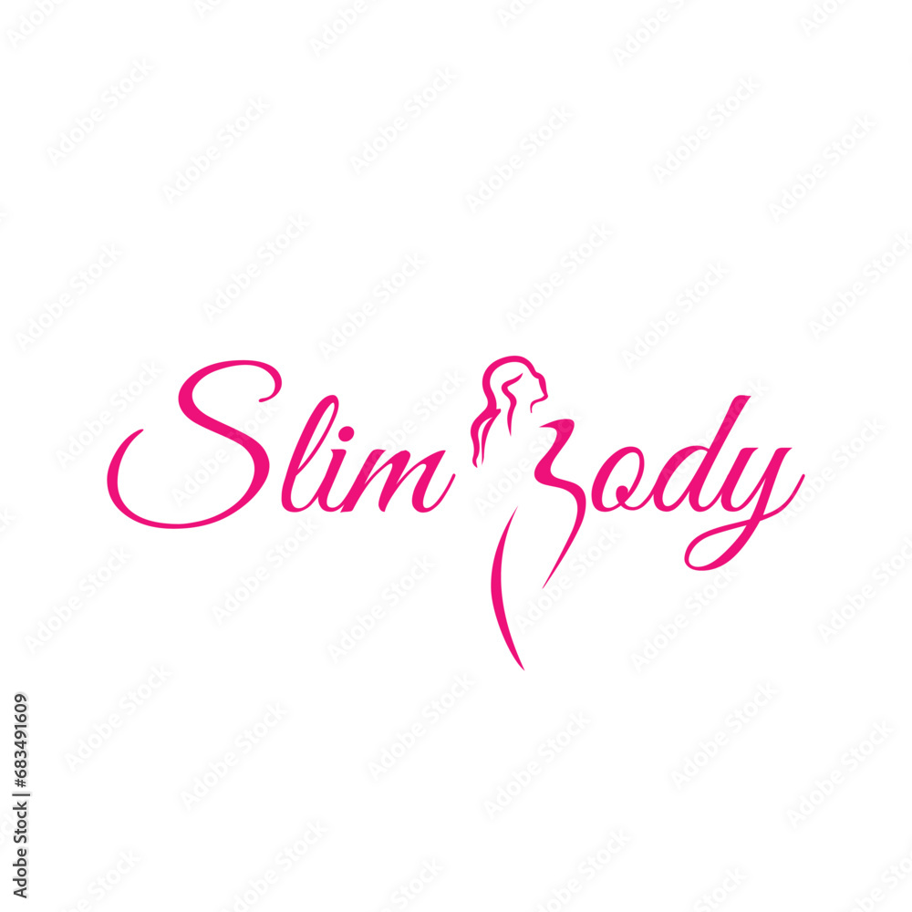 slim woman body logo design vector