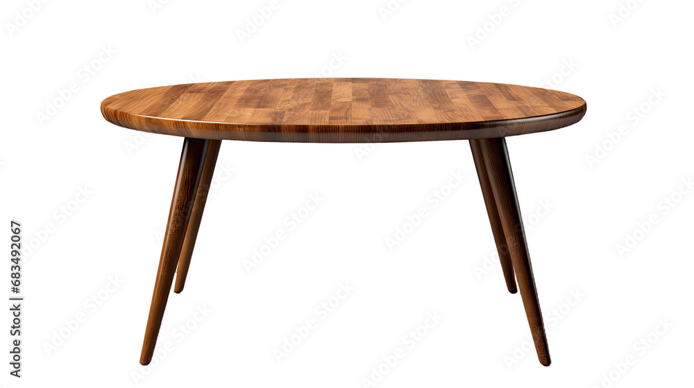 Wooden circle table. Isolated on Transparent background. - obrazy, fototapety, plakaty 