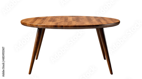 Wooden circle table. Isolated on Transparent background.