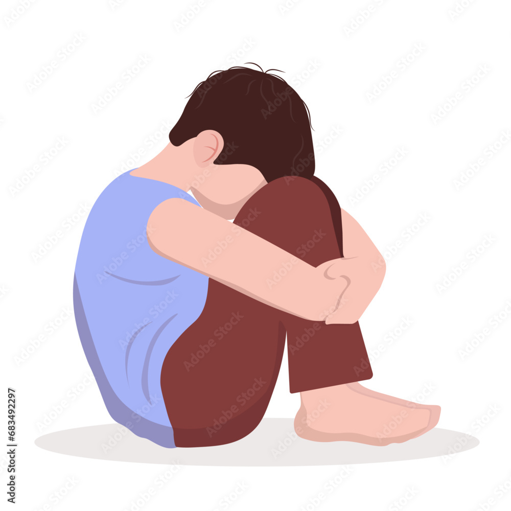 Crying boy. Depression, apathy, frustration, fear Crying boy. Depression, apathy, frustration, fear