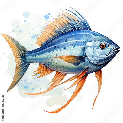 watercolor DOLPHIN FISH clipart, Generative Ai