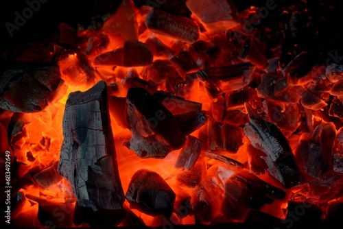 Cooking coals for smoking fish.