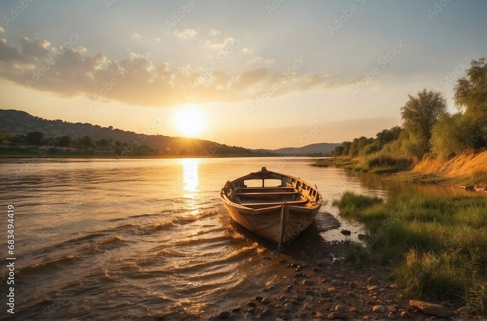 Fototapeta premium boat on the river