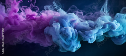 Purple blue fog cloud hanging in the air, creating a colorful smoke effect. Enveloping and mysterious atmosphere that adds a touch of magic.