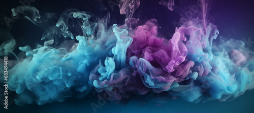 Purple blue fog cloud hanging in the air, creating a colorful smoke effect. Enveloping and mysterious atmosphere that adds a touch of magic.