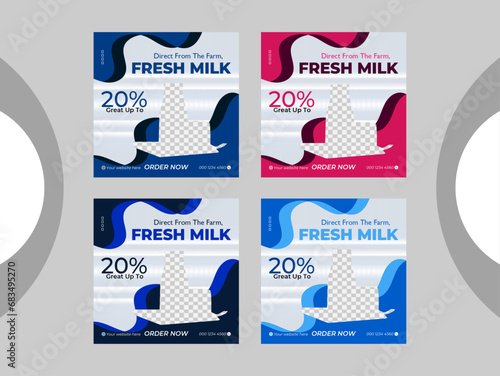 Social media post design for fresh milk sale.
