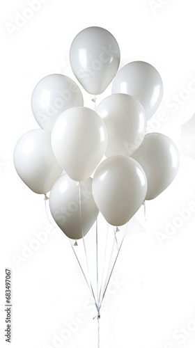 White balloons. Isolated on Transparent background.
