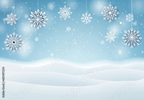 Winter Christmas Banner And Snowflaks