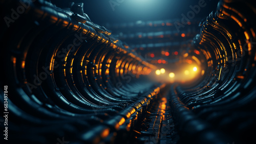 uturistic sci - fi abstract tunnel with tunnel of light, abstract technology background