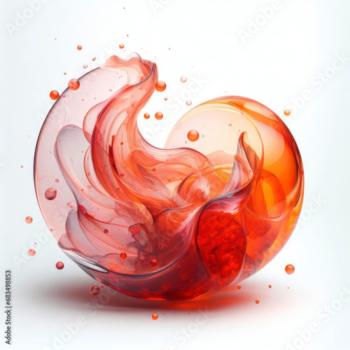Beautiful abstract background of red orange transparent liquid on a white background. ai generative