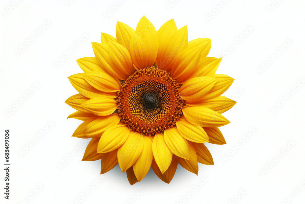 Fototapeta premium Beautiful yellow sunflower flower isolated on white background. ai generative