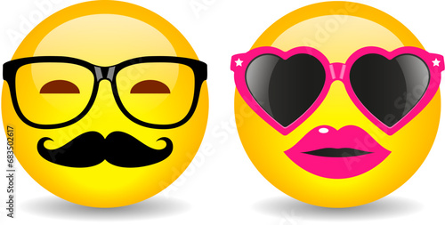 Man and woman vector emoticon cartoons
