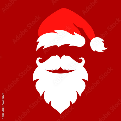 Santa Claus costume with hat beard and moustaches, Christmas greeting card design photo