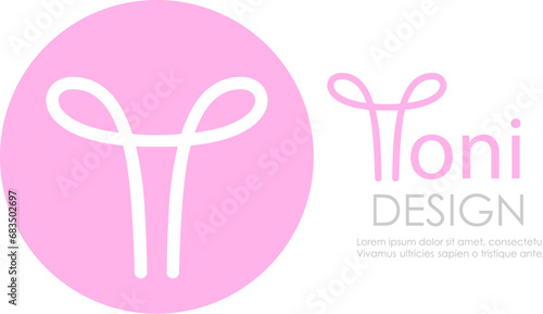 Minimalist uterus icon, Yoni symbol on white background