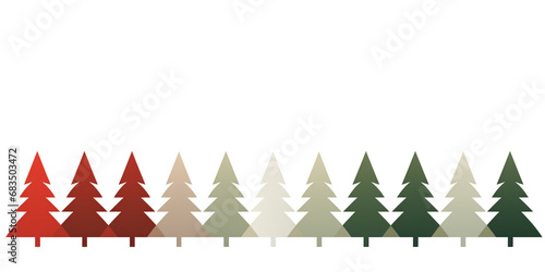 Simple Christmas trees in a line, border with copy space above