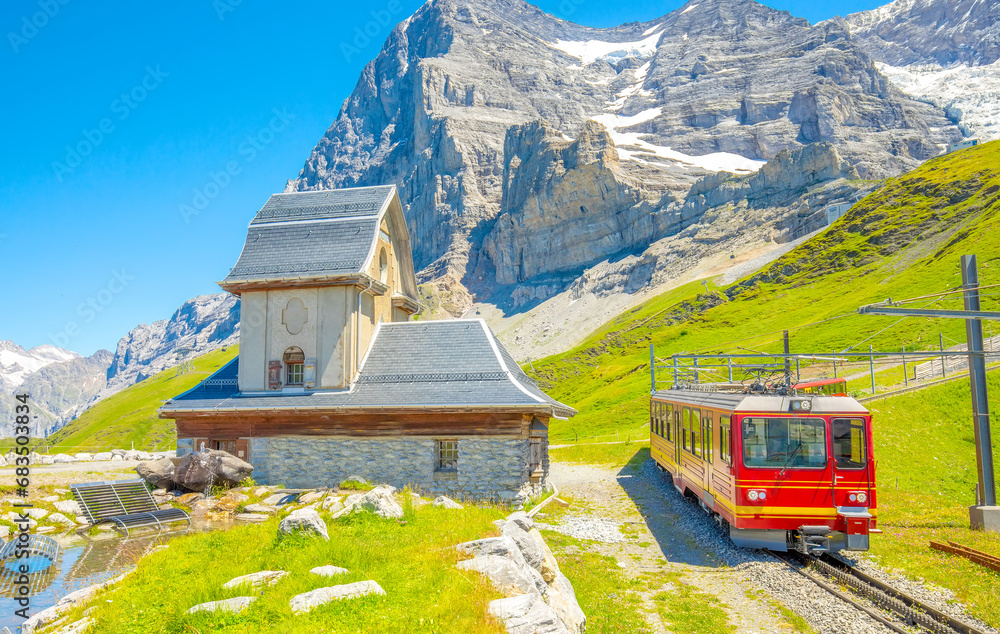 Swiss Alps and Jungfrau railway train, Switzerland travel photo
