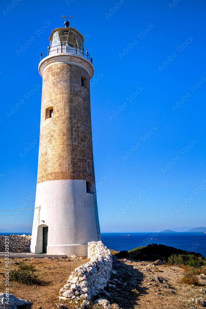 The magnificent lighthouse of Moudari, Kythira island, Greece