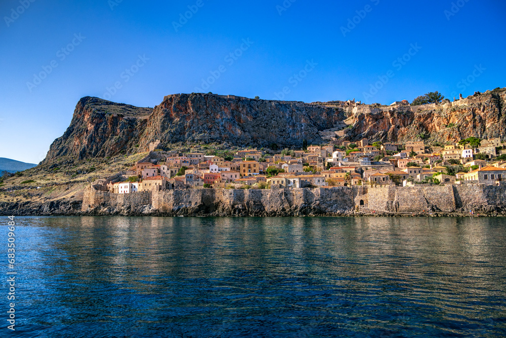 Fototapeta premium Seaview of Monemvasia castletown, in Peloponnese Greece