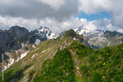 Wonderful hike in the Alpstein mountains in Appenzellerland Switzerland photo