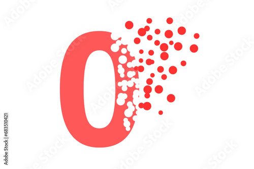 Dispersing number 0 isolated on transparent background