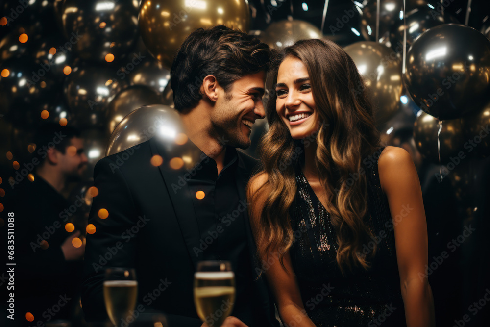a guy meets a girl at a Christmas corporate party generative ai