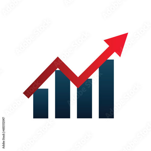 business chart of growth stock graph icons financial rise up increase profit red arrow graph going up