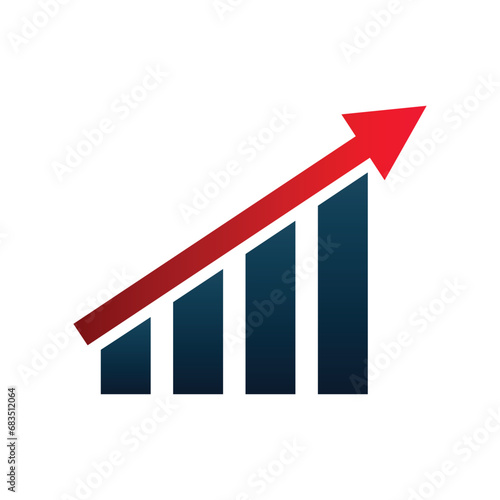 business chart of growth stock graph icons financial rise up increase profit stright red arrow going up
