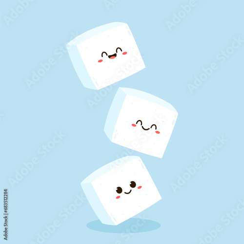 Sugar bar for Cafe concept vector illustration. Sugar cube stack. Sugar cube cartoon vector.