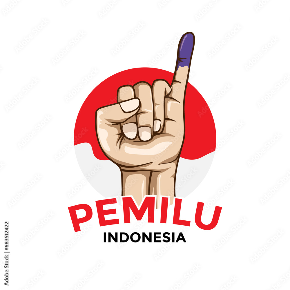 Pemilu or Pemilihan Umum is Presidential Election in Indonesia illustration with hand and ink in little finger Pemilu or Pemilihan Umum is Presidential Election in Indonesia illustration with hand and ink in little finger