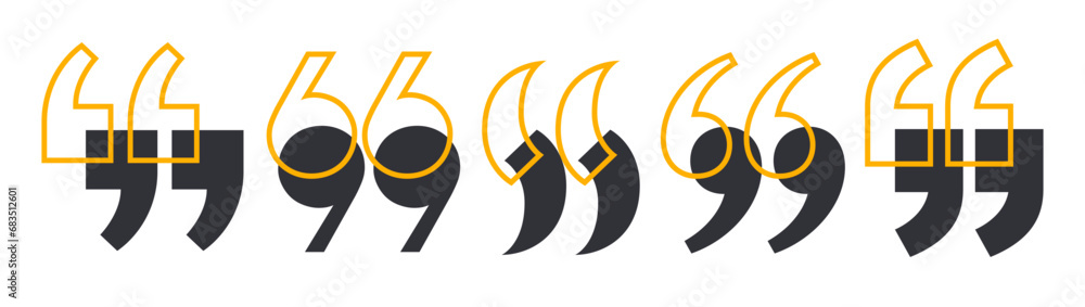 quote mark of set, quotation marks black icon and speech mark symbol. Talk bubble speech icon. graphic design big collection quotes for comment or punctuation sign vector illustration icons  - obrazy, fototapety, plakaty 