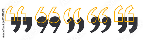 quote mark of set, quotation marks black icon and speech mark symbol. Talk bubble speech icon. graphic design big collection quotes for comment or punctuation sign vector illustration icons  photo