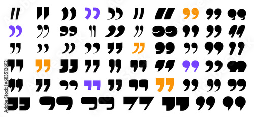 quote mark of set, quotation marks black icon and speech mark symbol. Talk bubble speech icon. graphic design big collection quotes for comment or punctuation sign vector illustration icons 