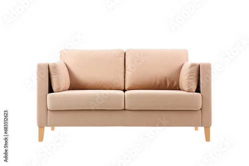 Modern Beige Two-Seater Sofa on transparent Background