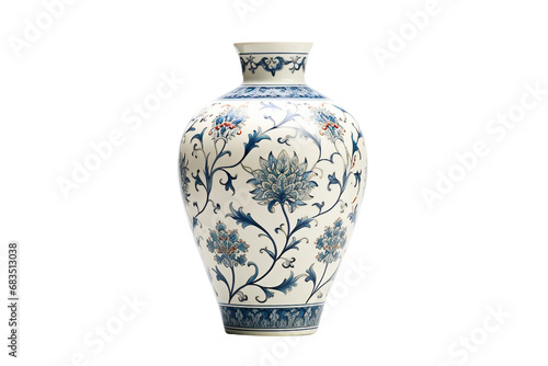 Porcelain Vase in Visual Display on transparent Background