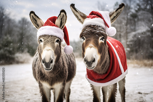 Donkeys with hats