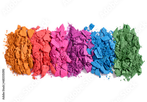 scattered texture palette of colored eye shadows photo