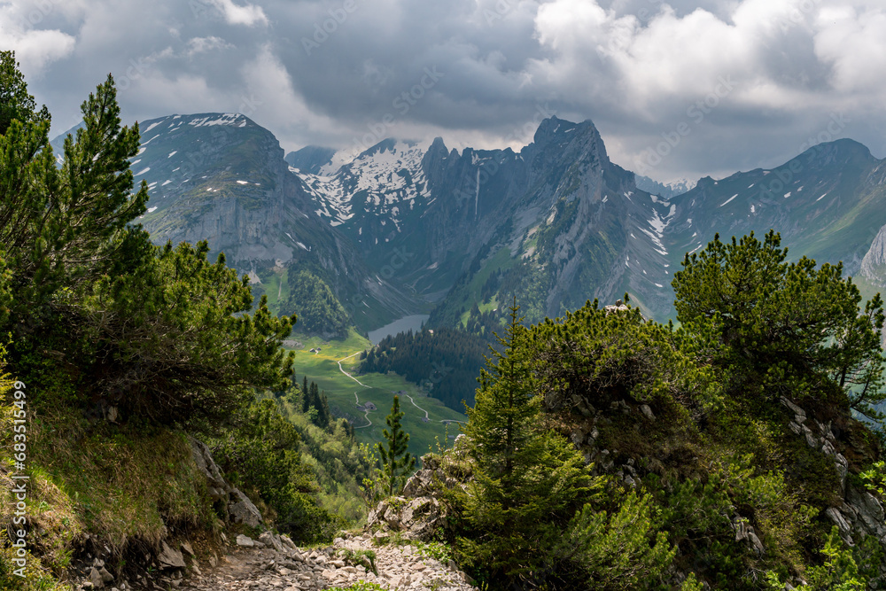Fantastic hike in the Alpstein mountains in Appenzellerland Switzerland Fantastic hike in the Alpstein mountains in Appenzellerland Switzerland