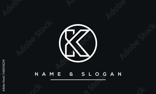 Alphabet Letters KO or OK Logo Monogram